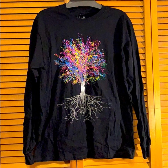 Black long sleeve t-shirt with tree design